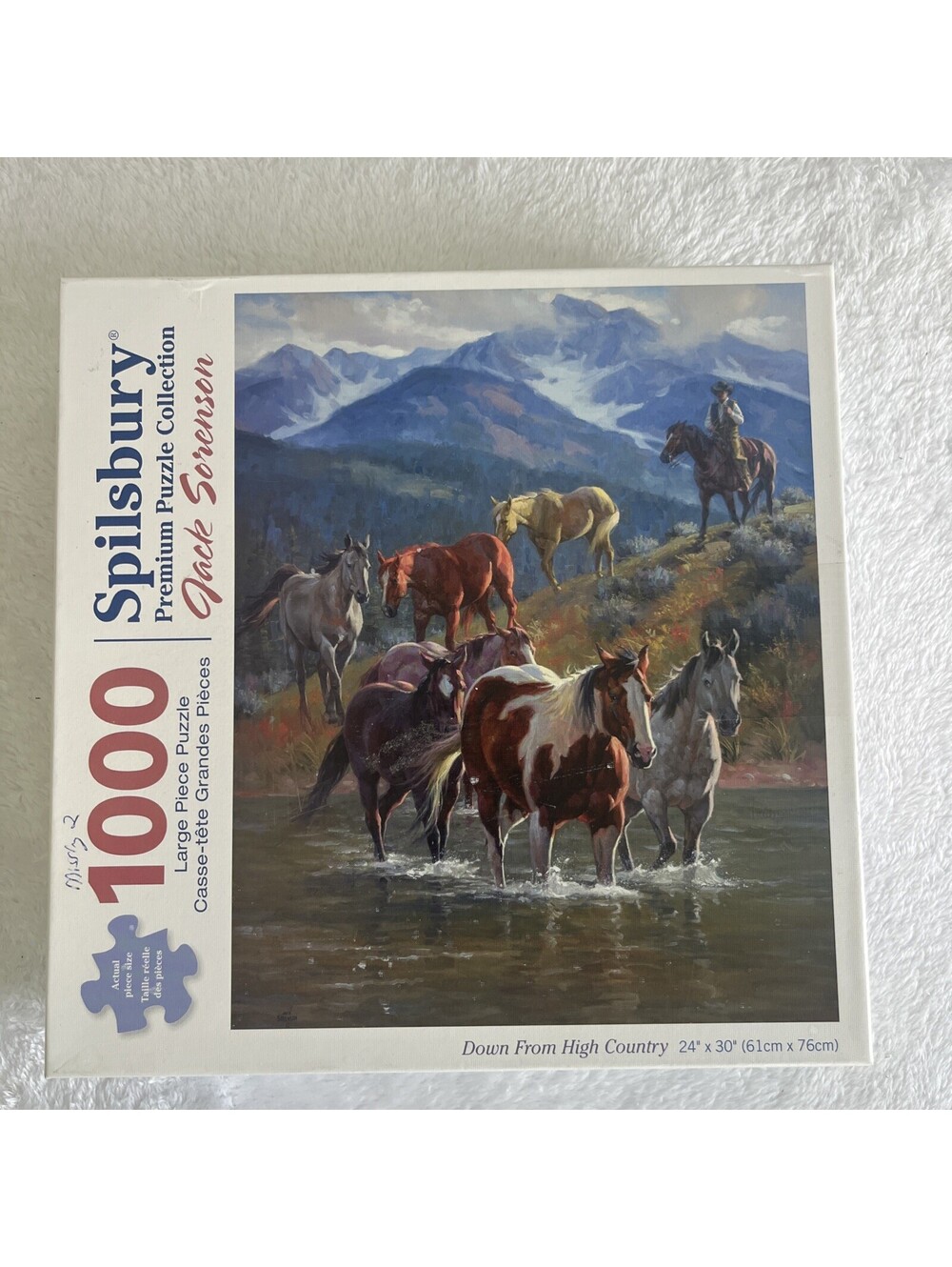 STUNNING WESTERN ART! Spilsbury 1000 Pc Puzzle Down From High Country Horses